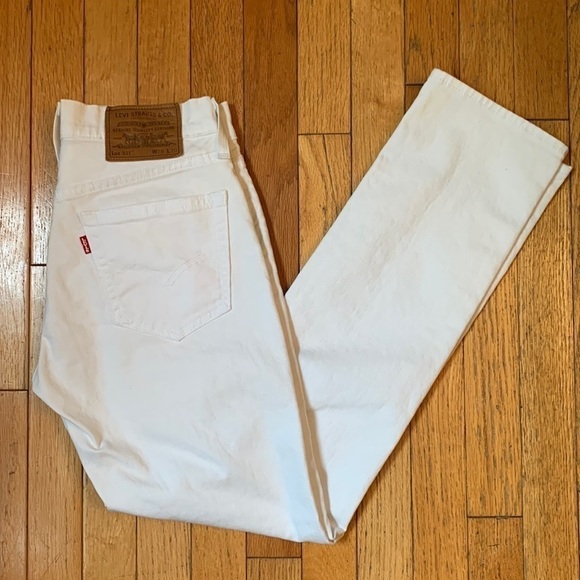 Levi’s Premium 511 Big E Red Tab White Slim Stretch Jeans Unisex W28 L30 - Picture 3 of 10